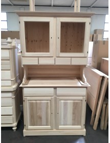 MOBILI 2G - CRISTALLIERA IN LEGNO CLASSICA 4 PORTE 6 CASSETTI GREZZO L.120 P.51 H.211