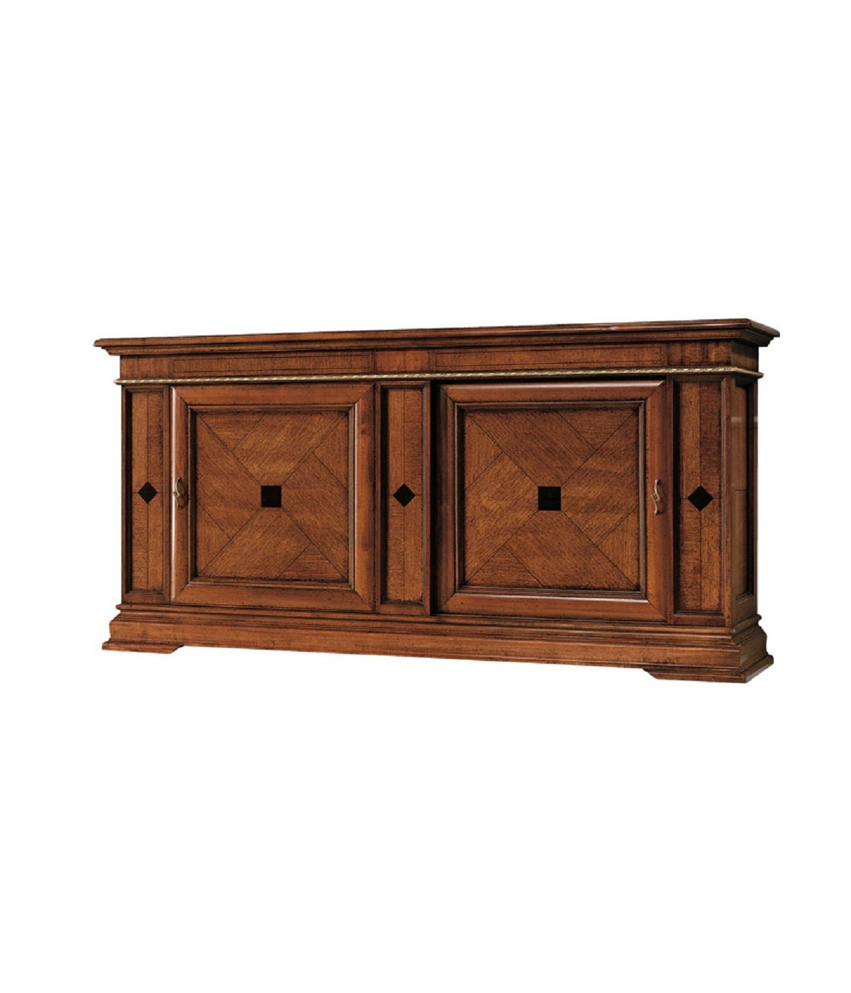 MOBILI 2G - MADIA CREDENZA IN LEGNO 2 PORTE SCORREVOLI 2 CASSETTI PUSH-PULL L.234 P.59 H.114