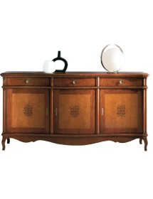MOBILI 2G - MADIA CREDENZA IN LEGNO MASSELLO 3 PORTE PANTOGRAFATE L.198 P.56 H.102