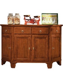 MOBILI 2G - MADIA CREDENZA SCANTONATA IN LEGNO MASSELLO 4 PORTE TINTA NOCE L.158 P.48 H.102
