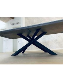 TAVOLO BIG TABLE FISSO IN ROVERE MASSELLO NODATO FINITURA BETON SPESSORE 4 CM. MISURA L.160 P.90 H.75 (1623)