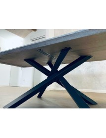 TAVOLO BIG TABLE FISSO IN ROVERE MASSELLO NODATO FINITURA BETON SPESSORE 4 CM. MISURA L.160 P.90 H.75 (1623)