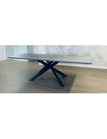 TAVOLO BIG TABLE FISSO IN ROVERE MASSELLO NODATO FINITURA BETON SPESSORE 4 CM. MISURA L.160 P.90 H.75 (1623)
