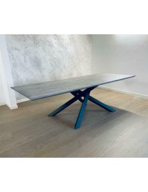 TAVOLO BIG TABLE FISSO IN ROVERE MASSELLO NODATO FINITURA BETON SPESSORE 4 CM. MISURA L.160 P.90 H.75 (1623)