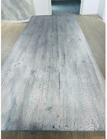 TAVOLO BIG TABLE FISSO IN ROVERE MASSELLO NODATO FINITURA BETON SPESSORE 4 CM. MISURA L.160 P.90 H.75 (1623)