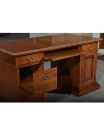 MOBILI 2G - SCRIVANIA PORTA PC ARTE POVERA IN LEGNO TINTA NOCE 160X80X87 vista frontale