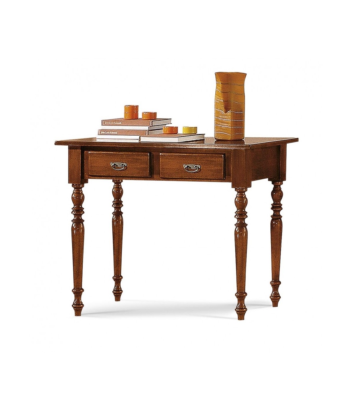 MOBILI 2G - SCRIVANIA CLASSICA 2 CASSETTI LEGNO TINTA NOCE 105X55X80