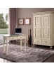 MOBILI 2G - SCRIVANIA CLASSICA SHABBY LEGNO AVORIO E VERDE 105X55X80 (1468) vista frontale