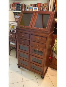 MOBILI 2G - DISPENSA PIATTAIA ARTE POVERA TINTA NOCE L 80 P 42 H 153 vista laterale