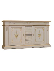 MOBILI 2G - MADIA CREDENZA LEGNO 2 PORTE AVORIO E ORO 210X60X115