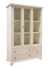 MOBILI 2G - VETRINA LIBRERIA IN LEGNO 3 PORTE 2 CASSETTI AVORIO 120X40X190