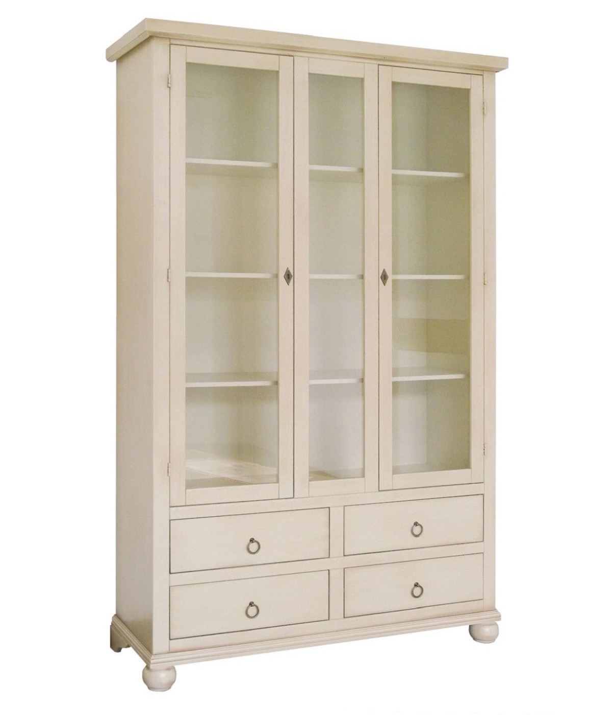 MOBILI 2G - VETRINA LIBRERIA CLASSICA 2 PORTE LEGNO AVORIO 118X40X190