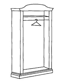 MOBILI 2G - Armadio 2 ante in legno massello classico cappello tondo 107x55x197H vista frontale vista schema prodotto