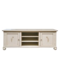 PORTA TV CLASSICO 2 ANTE LEGNO AVORIO PATINATO DECORATO 160X46X56