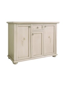 MOBILI 2G - MADIA CREDENZA 3 PORTE 1 CASSETTO AVORIO PATINATO L.120 P.40 H.88