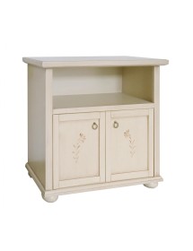 PORTA TV CLASSICO 2 ANTE IN LEGNO AVORIO PATINATO DECORATO 84X40,5X80,5