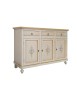 MOBILI 2G - MADIA CREDENZA 3 PORTE AVORIO PATINATO CON DECORI L.150 P.43 H.98