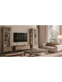 MOBILI 2G - MOBILE PORTA TV CONTEMPORANEO CON 2 VETRINE IN FRASSINO