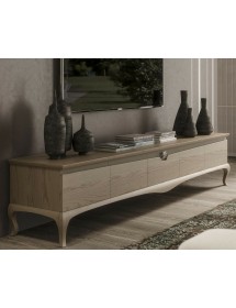MOBILE PORTA TV IN LEGNO 5 CASSETTI IN FRASSINO L.247 P.50 H.52
