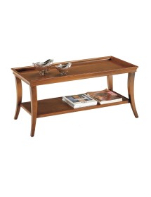 MOBILI 2G - TAVOLINO ARTE POVERA SAGOMATO IN LEGNO TINTA NOCE L.100 P.50 H.45