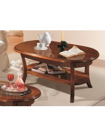 MOBILI 2G - TAVOLINO ARTE POVERA OVALE IN LEGNO TINTA NOCE L.110 P.60 H.48