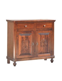 MOBILI 2G - MADIA CREDENZA 2 PORTE TINTA NOCE INTAGLIATA L.104 P.43 H.98