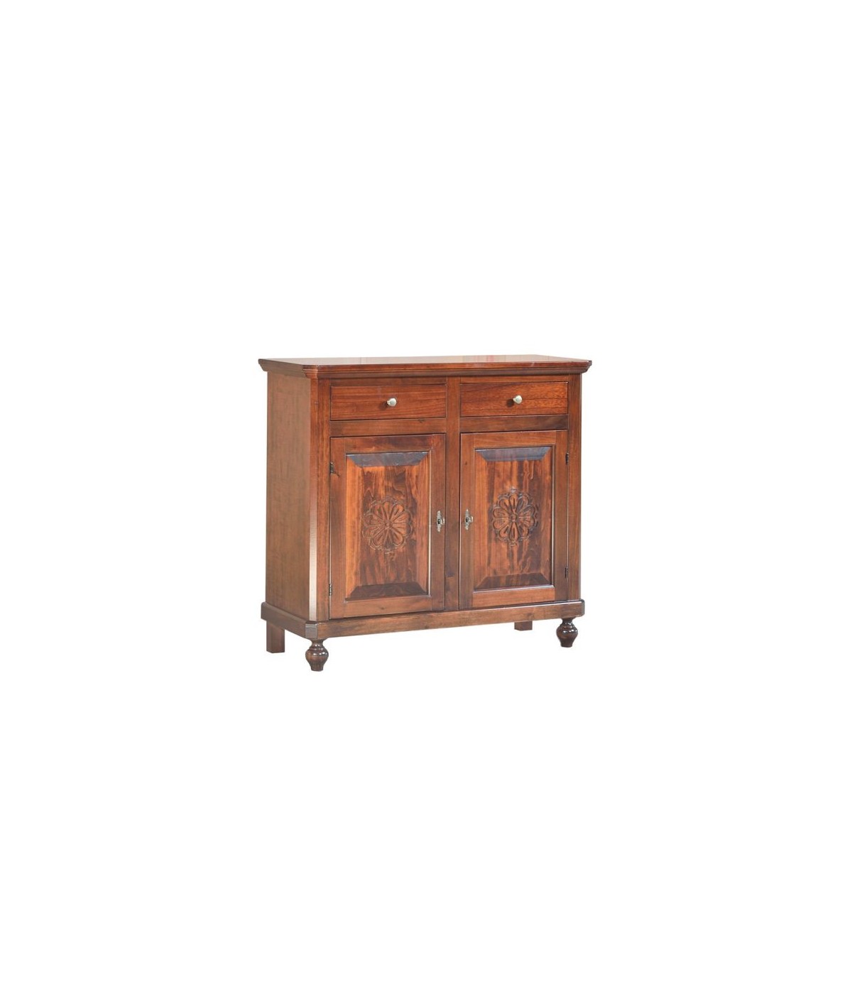 MOBILI 2G - MADIA CREDENZA 2 PORTE TINTA NOCE INTAGLIATA L.104 P.43 H.98