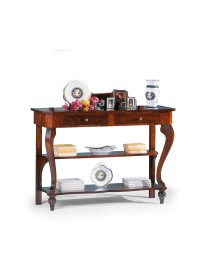 MOBILI 2G - CONSOLLE ARTE POVERA 2 CASSETTI IN LEGNO TINTA NOCE  L .118 H 86 P. 40