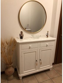 MOBILI 2G - MADIA CREDENZA ARTE POVERA 2 ANTE LEGNO BIANCO 103X43X96 vista laterale