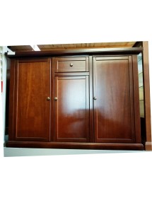 MOBILI 2G - MADIA CREDENZA ARTE POVERA 3 PORTE 1 CASSETTO NOCE SCURO L.120 P.39 H.85 vista frontale