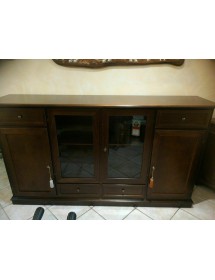 MOBILI 2G - MADIA CREDENZA 4 PORTE LEGNO TINTA NOCE L.205 P.49 H.113 VISTA FRONTALE