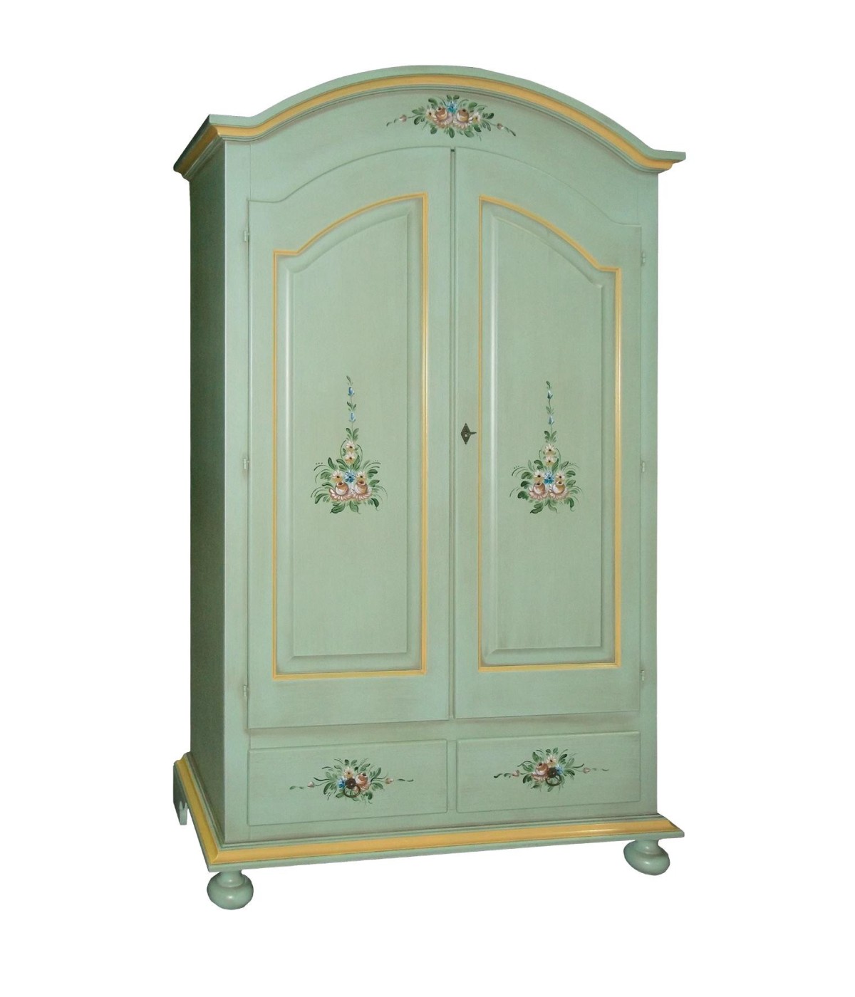 MOBILI 2G -  Armadio Classico 2 Ante Shabby legno verde con decori 125x61x200