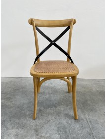 MOBILI 2G - SET 2 SEDIE CROSS MIELE CON SCHIENALE IN FERRO E SEDUTA IN RATTAN