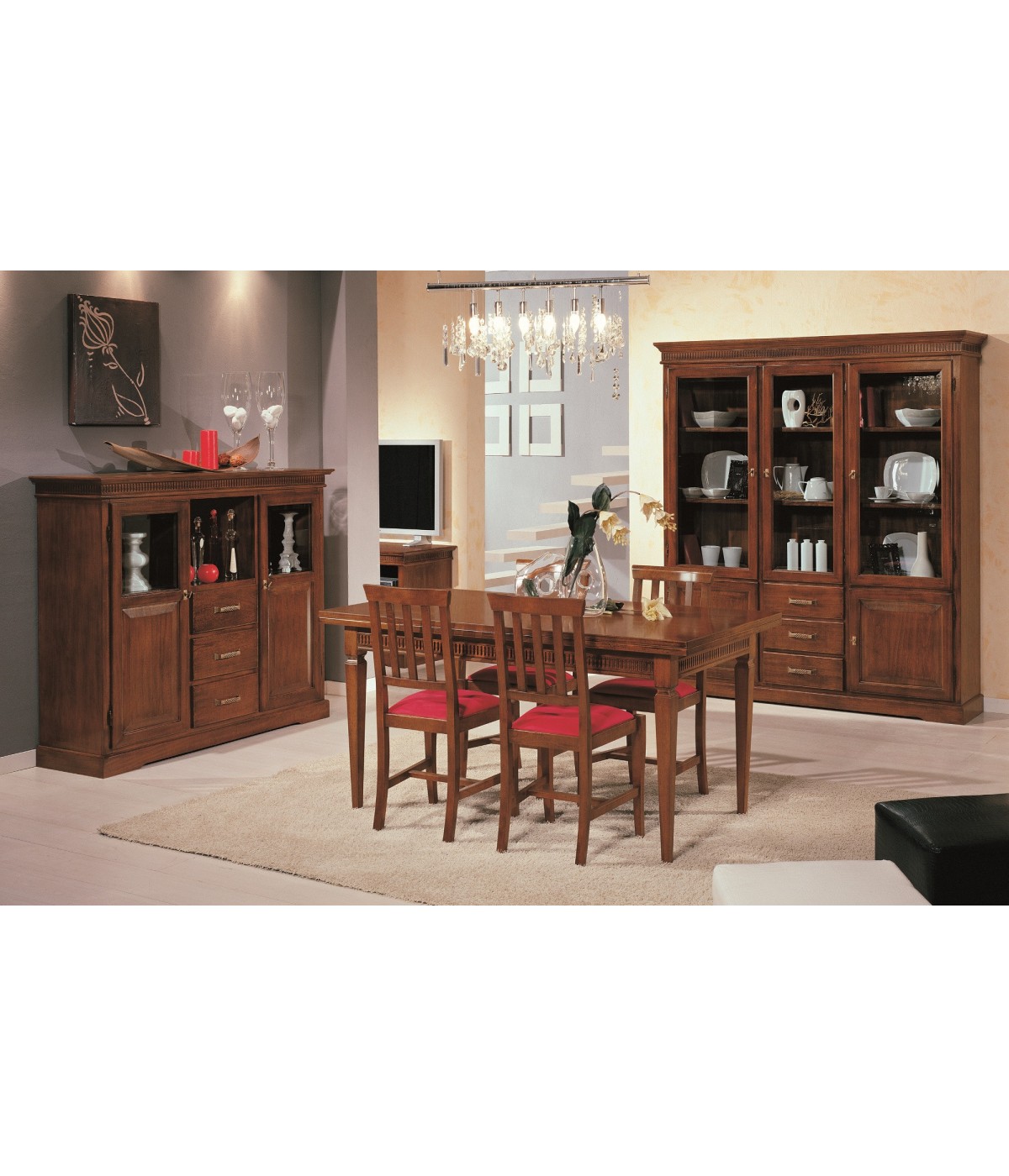 MOBILI 2G - SOGGIORNO ARTE POVERA IN LEGNO CON INTARSIO TINTA NOCE