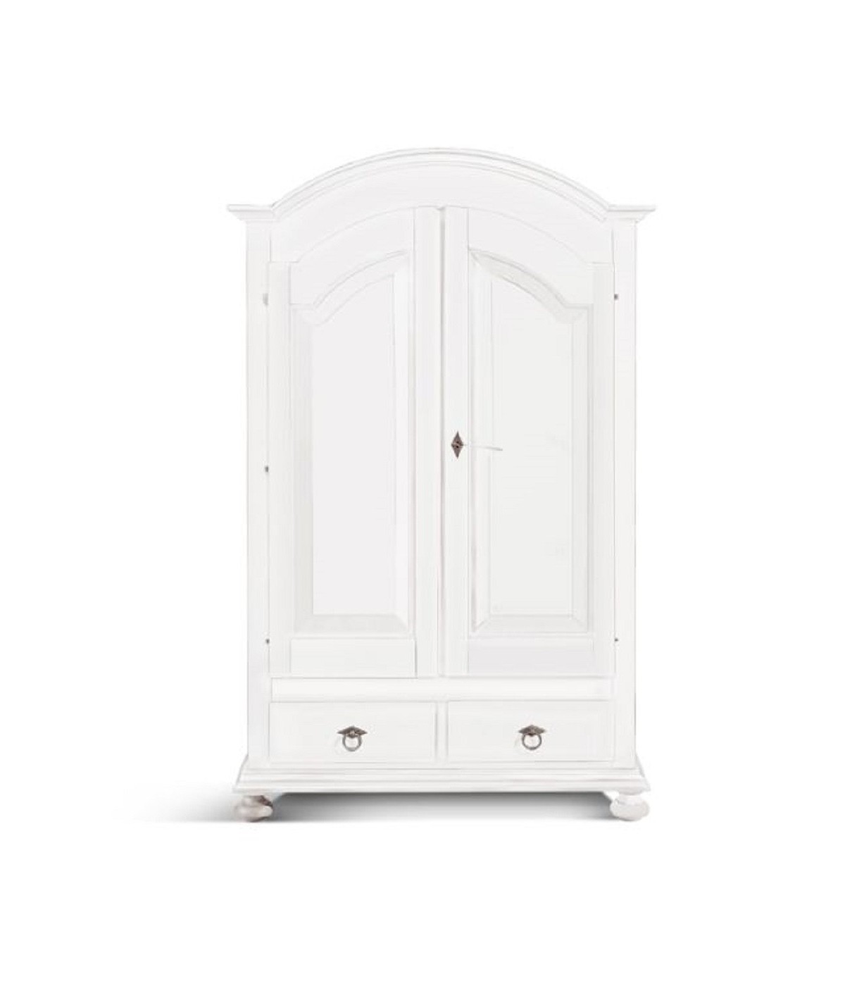 MOBILI 2G - ARMADIO CAPPELLO TONDO BIANCO OPACO SHABBY 125x60x200 vista chiuso