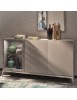 MOBILI 2G - MADIA CREDENZA MODERNA IN LEGNO MASSELLO 3 ANTE GRIGIO PERLA 185X49X99