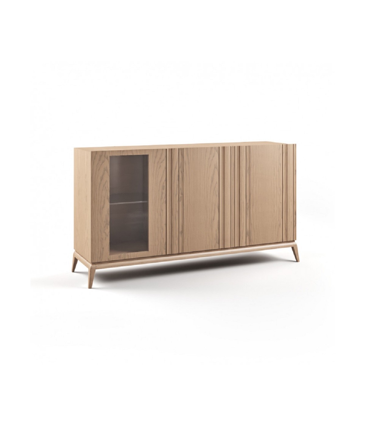 MOBILI 2G - MADIA CREDENZA MODERNA IN LEGNO MASSELLO 3 ANTE 185X49X99