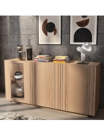 MOBILI 2G - MADIA CREDENZA MODERNA IN LEGNO MASSELLO 3 ANTE 180X48X88