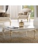 MOBILI 2G - TAVOLINO SHABBY IN LEGNO BIANCO/DECORI ORO L.120 P.80 H.48