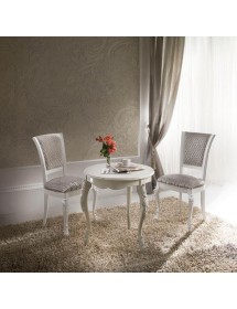 MOBILI 2G - TAVOLINO DA SALOTTO ROTONDO SHABBY LEGNO BIANCO 70x70 H.75