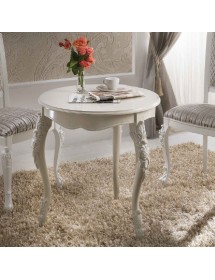MOBILI 2G - TAVOLINO DA SALOTTO ROTONDO SHABBY LEGNO BIANCO 70x70 H.75