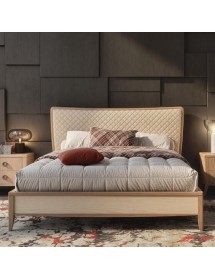 MOBILI 2G - LETTO MATRIMONIALE LEGNO TESTATA TRAPUNTATA BEIGE  L.184 P.210 H.121