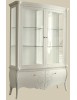 MOBILI 2G - VETRINA IN LEGNO CLASSICA SHABBY 2 PORTE BIANCA L.150 P.50 H.216