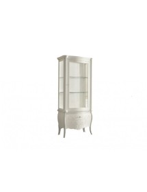 MOBILI 2G - VETRINA IN LEGNO CLASSICA SHABBY 1 PORTA DX BIANCO 88X46X205