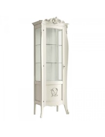 MOBILI 2G - VETRINA IN LEGNO CLASSICA SHABBY 1 PORTA SX BIANCO 78X49X212