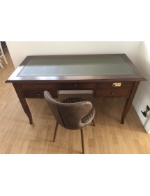 MOBILI 2G - SCRITTOIO SCRIVANIA CON INSERTO PELLE FINITURA NOCE cm 150x74x81H VISTA FRONTALE