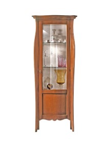 MOBILI 2G - VETRINA IN LEGNO ARTE POVERA 1 PORTA TINTA NOCE 78X49X200