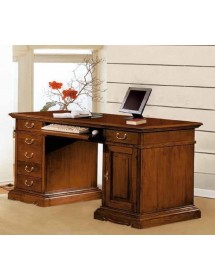 MOBILI 2G - SCRIVANIA PORTA PC ARTE POVERA IN LEGNO TINTA NOCE 160X80X87 vista frontale