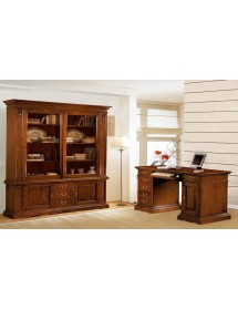 MOBILI 2G - SCRIVANIA PORTA PC ARTE POVERA IN LEGNO TINTA NOCE 160X80X87 vista frontale