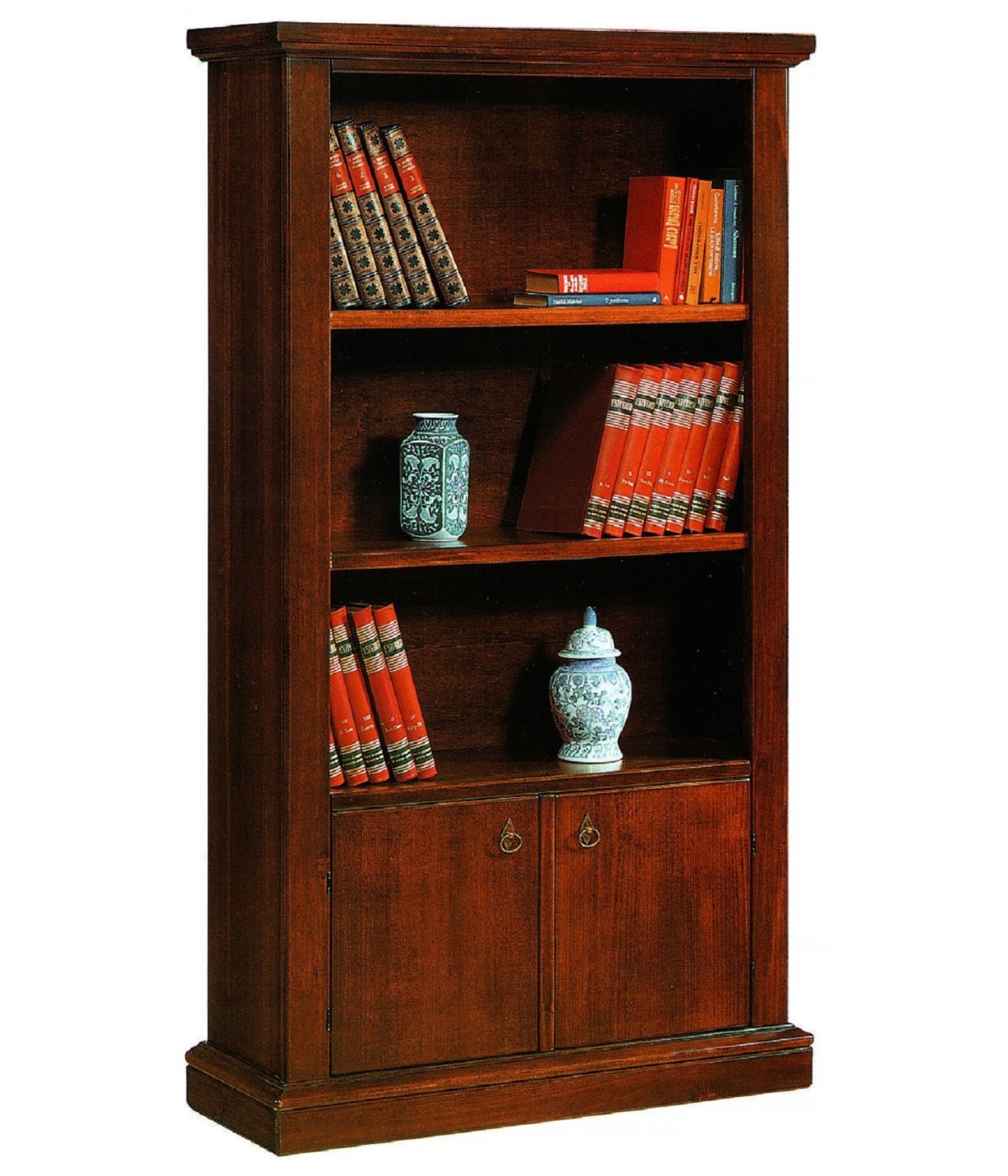 MOBILI 2G - LIBRERIA 2 PORTE ARTE POVERA IN LEGNO TINTA NOCE 105x40x185